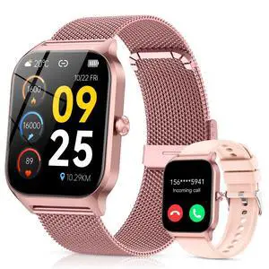 Smart Watch for Women (2 Bands), Bluetooth Call Smartwatch with AI Voice,1.85" HD Fitness Watch,Heart Rate/SpO2/Steps/Sleep Monitor,120+ Sports Modes,Smart Watches for Android iOS-Rose Gold Smart Watch for Women (2 Bands), Bluetooth Call Smartwatch with AI Voice,1.85" HD Fitness Watch,Heart Rate/SpO2/Steps/Sleep Monitor,120+ Sports Modes,Smart Watches for Android iOS-Rose Gold