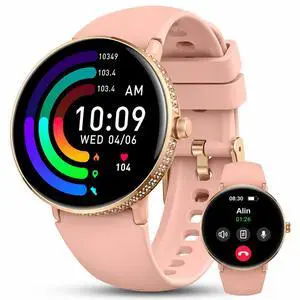 38mm AMOLED Smart Watches Fitness Tracker for Women Men Compatible with Android iPhone, Fit Watch with Step Counter, Sleep & Calorie Monitor, 110+ Sports, IP68 Waterproof, Bluetooth calls (Pink) 38mm AMOLED Smart Watches Fitness Tracker for Women Men Compatible with Android iPhone, Fit Watch with Step Counter, Sleep & Calorie Monitor, 110+ Sports, IP68 Waterproof, Bluetooth calls (Pink)