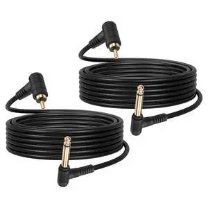 2PCS 90 Degree RCA to 6.35 Audio Cable, Gold Plated Angle RCA Male to 90 Degree 1/4 Inch Male TS Audio Adapter Cable for Guitar,Amplifiers,Speaker -6.5FT 2PCS 90 Degree RCA to 6.35 Audio Cable, Gold Plated Angle RCA Male to 90 Degree 1/4 Inch Male TS Audio Adapter Cable for Guitar,Amplifiers,Speaker -6.5FT