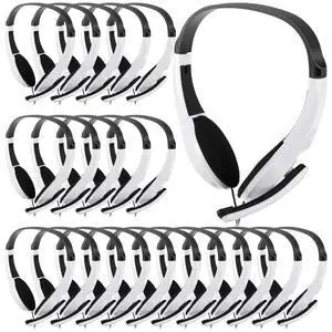 20 Pack Classroom Headphones with Microphone Bulk 3.5mm Adjustable Jack On Ear Bulk Headphones for Classroom Students Computer Laptop Office Home(White) 20 Pack Classroom Headphones with Microphone Bulk 3.5mm Adjustable Jack On Ear Bulk Headphones for Classroom Students Computer Laptop Office Home(White)