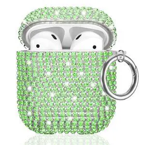 Glitter Case Compatible with AirPods 2nd / 1st Generation, Sparkling Diamond Case for AirPods 2 Case Bling Rhinestones Case Cover for Women, Shockproof Protective Cute Cover with Keychain (Green) Glitter Case Compatible with AirPods 2nd / 1st Generation, Sparkling Diamond Case for AirPods 2 Case Bling Rhinestones Case Cover for Women, Shockproof Protective Cute Cover with Keychain (Green)