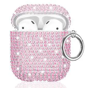 Glitter Case Compatible with AirPods 2nd / 1st Generation, Sparkling Diamond Case for AirPods 2 Case Bling Rhinestones Case Cover for Women, Shockproof Protective Cute Cover with Keychain (Pink) Glitter Case Compatible with AirPods 2nd / 1st Generation, Sparkling Diamond Case for AirPods 2 Case Bling Rhinestones Case Cover for Women, Shockproof Protective Cute Cover with Keychain (Pink)