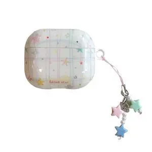 Cute Creative Stars Design Case for Airpods 4,Shining Tomato Pattern Shockproof Earbuds Cover with Kawaii Pendants (Stars) Cute Creative Stars Design Case for Airpods 4,Shining Tomato Pattern Shockproof Earbuds Cover with Kawaii Pendants (Stars)