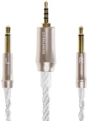 99 Series Silver Plated Upgrade Balanced 2.5mm Jack | Headphones HiFi Replacement 2.5mm Male to Dual TS Mono 3.5mm Male Connector Plug | Length 1.2m/3.9ft 99 Series Silver Plated Upgrade Balanced 2.5mm Jack | Headphones HiFi Replacement 2.5mm Male to Dual TS Mono 3.5mm Male Connector Plug | Length 1.2m/3.9ft