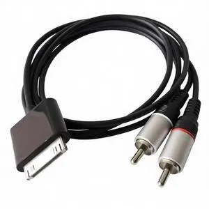 30-Pin Male Dock Connector Cable to 2RCA Audio Cable for iPod Phone Pad 5ft 30-Pin Male Dock Connector Cable to 2RCA Audio Cable for iPod Phone Pad 5ft