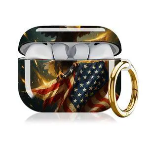 Compatible with AirPod Pro 3 Case, Cute Hard TPU Protective Cover with Keychain, Shockproof Design Case for Women & Girls,American Eagle Flag Compatible with AirPod Pro 3 Case, Cute Hard TPU Protective Cover with Keychain, Shockproof Design Case for Women & Girls,American Eagle Flag