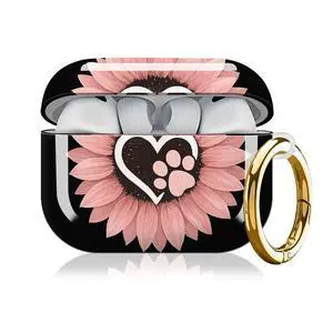 Compatible with AirPod Pro 3 Case, Cute Hard TPU Protective Cover with Keychain, Shockproof Design Case for Women & Girls,Sunflower Pink Flowers Dog Paw Compatible with AirPod Pro 3 Case, Cute Hard TPU Protective Cover with Keychain, Shockproof Design Case for Women & Girls,Sunflower Pink Flowers Dog Paw