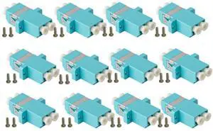 12-Pack Aqua Duplex LC to LC Fiber Optic Adapters Couplers for Multimode Fiber Patch Cable | Duplex LC Adapters with Screws 12-Pack Aqua Duplex LC to LC Fiber Optic Adapters Couplers for Multimode Fiber Patch Cable | Duplex LC Adapters with Screws