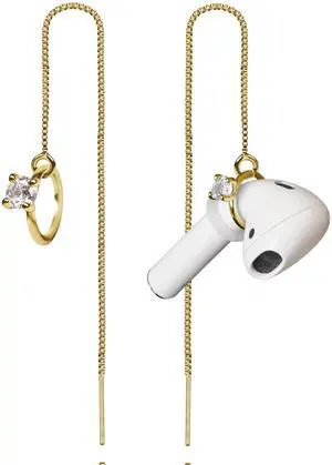 Anti-Lost Earrings Wireless Earphone Holder chain strap Compatible for Airpods pro 2 1 & Airpods 1 2 3 (Gold Ring) Anti-Lost Earrings Wireless Earphone Holder chain strap Compatible for Airpods pro 2 1 & Airpods 1 2 3 (Gold Ring)