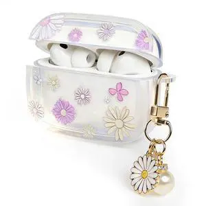 Cute Floral Clear Case Compatible with AirPods Pro 3rd Generation, Shockproof Hard Transparent Cover with Wrist Strap Bracelet, Slim Protective Case for AirPods Pro 3-Lavender Flower Design Cute Floral Clear Case Compatible with AirPods Pro 3rd Generation, Shockproof Hard Transparent Cover with Wrist Strap Bracelet, Slim Protective Case for AirPods Pro 3-Lavender Flower Design