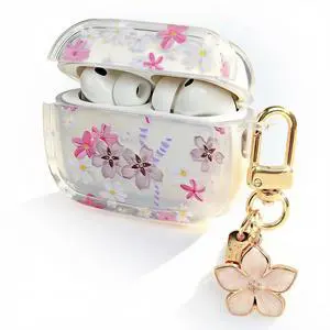 Cute Floral Clear Case Compatible with AirPods Pro 3rd Generation, Shockproof Hard Transparent Cover with Wrist Strap Bracelet, Slim Protective Case for AirPods Pro 3 (Purple Flower Design) Cute Floral Clear Case Compatible with AirPods Pro 3rd Generation, Shockproof Hard Transparent Cover with Wrist Strap Bracelet, Slim Protective Case for AirPods Pro 3 (Purple Flower Design)