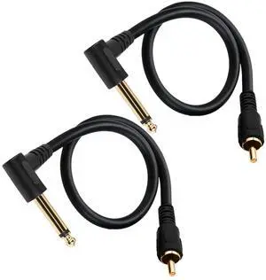 RCA to 1/4" TS Audio Cable, Right Angle Gold-Plated Connector, 90 Degree Angle 6.35mm TS Mono Male to RCA Male Audio Adapter Cable for Guitar,Amplifiers,Speaker 2-Pack, 1FT RCA to 1/4" TS Audio Cable, Right Angle Gold-Plated Connector, 90 Degree Angle 6.35mm TS Mono Male to RCA Male Audio Adapter Cable for Guitar,Amplifiers,Speaker 2-Pack, 1FT
