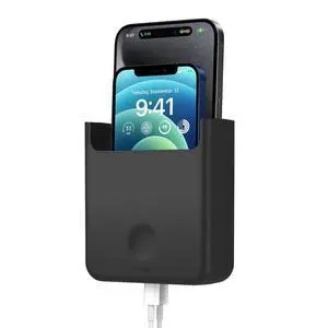 Phone Holder Mount for All Phone Models | Screw Mounting, Available Wired Charging, Caddy, Desktop Organizer, Remote (Black) Phone Holder Mount for All Phone Models | Screw Mounting, Available Wired Charging, Caddy, Desktop Organizer, Remote (Black)
