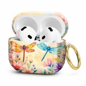 Compatible with AirPod 4 Case 2024 Hard Shell Protective Cover for Airpod 4th Generation with Gold Ring Keychain Shockproof Anti-Scratch Case for Women Men(Dragonfly Floral Watercolor) Compatible with AirPod 4 Case 2024 Hard Shell Protective Cover for Airpod 4th Generation with Gold Ring Keychain Shockproof Anti-Scratch Case for Women Men(Dragonfly Floral Watercolor)