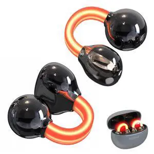 Wireless Clip On Earbuds with Cool LED Light, 2-in-1 Flashlight Charging Case, Glowing Bluetooth Headphones for Night Running & Gaming, Gifts for Men (Black) Wireless Clip On Earbuds with Cool LED Light, 2-in-1 Flashlight Charging Case, Glowing Bluetooth Headphones for Night Running & Gaming, Gifts for Men (Black)
