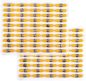 100-Pack ST Fiber Optical Couplers Adapter Cable Barrel Connector ST to ST Bulkhead Fiber Coupler Singlemode, Yellow Cap 100-Pack ST Fiber Optical Couplers Adapter Cable Barrel Connector ST to ST Bulkhead Fiber Coupler Singlemode, Yellow Cap