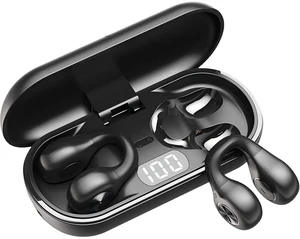 Open Ear Headphones, Clip On Earbuds Mini Air Conduction Headphones (Black) IPX6 Waterproof Bluetooth Earbuds, Bluetooth 5.3 Ear Clip Earphones for Running Walking, Workout Open Ear Headphones, Clip On Earbuds Mini Air Conduction Headphones (Black) IPX6 Waterproof Bluetooth Earbuds, Bluetooth 5.3 Ear Clip Earphones for Running Walking, Workout