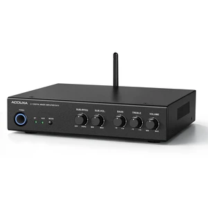 Bluetooth 6.0 2.1 Stereo Amplifier, BT+AUX Dual Input, Bass/Treble 2×50W + 100W Max sub, 8 stereo & 4 sub, quick Bluetooth disconnect, 50200Hz crossover for home theater & background music Bluetooth 6.0 2.1 Stereo Amplifier, BT+AUX Dual Input, Bass/Treble 2×50W + 100W Max sub, 8 stereo & 4 sub, quick Bluetooth disconnect, 50200Hz crossover for home theater & background music