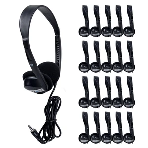 Over-Ear Kids' Stereo Headphones with 3.5 mm. Audio Jack and 4'3" Cord, Adjustable Stereo School Headphones for Kids, Pack of 20, Black Over-Ear Kids' Stereo Headphones with 3.5 mm. Audio Jack and 4'3" Cord, Adjustable Stereo School Headphones for Kids, Pack of 20, Black