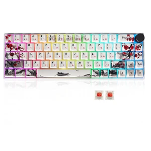 GK68 68-Key RGB Backlit Gaming Keyboard with Plum Blossom Keycaps, Hot Swappable Red Mechinery Switches, Triple Mode Connection with Knob Mechanical Keyboard for Win/Mac OS GK68 68-Key RGB Backlit Gaming Keyboard with Plum Blossom Keycaps, Hot Swappable Red Mechinery Switches, Triple Mode Connection with Knob Mechanical Keyboard for Win/Mac OS