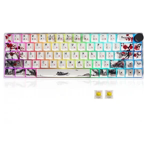 GK68 68-Key RGB Backlit Gaming Keyboard with Plum Blossom Keycaps, Hot Swappable Yellow Mechinery Switches, Wired and Wireless with Knob Mechanical Keyboard for Win/Mac OS GK68 68-Key RGB Backlit Gaming Keyboard with Plum Blossom Keycaps, Hot Swappable Yellow Mechinery Switches, Wired and Wireless with Knob Mechanical Keyboard for Win/Mac OS