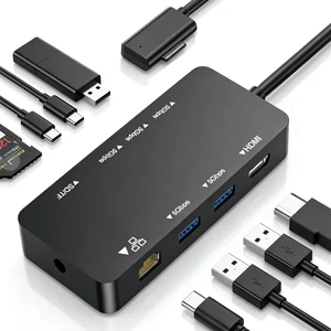 Surface Docking Station, 10-in-1 Surface Pro Dock with 4K@60Hz HDMI, Gigabit RJ45 Ethernet, 3 USB 3.0, 2 USB-C, SD/TF Card Slot, Magnetic Surface Dock for Surface Pro 11/10/9/8/X/7+, Surface Laptop/Go Surface Docking Station, 10-in-1 Surface Pro Dock with 4K@60Hz HDMI, Gigabit RJ45 Ethernet, 3 USB 3.0, 2 USB-C, SD/TF Card Slot, Magnetic Surface Dock for Surface Pro 11/10/9/8/X/7+, Surface Laptop/Go
