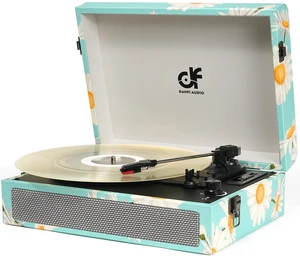 Bluetooth Voyager Record Player Turntable, Vintage Music Players, Floral Built-in Speakers, USB Recording, 3-Speed Portable Vintage Turntable (33/45/78 RPM), Floral Vinyl Player with Headphone Jack Bluetooth Voyager Record Player Turntable, Vintage Music Players, Floral Built-in Speakers, USB Recording, 3-Speed Portable Vintage Turntable (33/45/78 RPM), Floral Vinyl Player with Headphone Jack