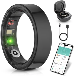 Smart Ring for Women Men - Heart Rate Sleep Tracker, 5ATM Water Resistant, Gesture Control, Charging Case, Bluetooth 5.2, Black, Size 8 Smart Ring for Women Men - Heart Rate Sleep Tracker, 5ATM Water Resistant, Gesture Control, Charging Case, Bluetooth 5.2, Black, Size 8