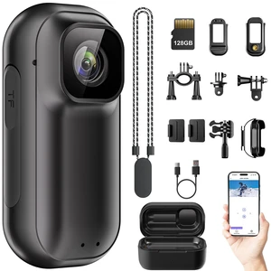 4K Mini WiFi Action Camera 128GB, Wearable Body Cam with 1.5" Screen Thumb-Sized POV Camera with Charging Case, Helmet Mount, Magnetic Sport DV for Bike Cycling, Pet, Vlogging 4K Mini WiFi Action Camera 128GB, Wearable Body Cam with 1.5" Screen Thumb-Sized POV Camera with Charging Case, Helmet Mount, Magnetic Sport DV for Bike Cycling, Pet, Vlogging