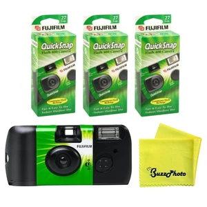 QuickSnap Flash 400 One Time Use 35mm Disposable Camera with Flash w/BuzzPhoto Microfiber Cleaning Cloth (3-Pack) QuickSnap Flash 400 One Time Use 35mm Disposable Camera with Flash w/BuzzPhoto Microfiber Cleaning Cloth (3-Pack)