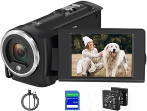 2.7K Video Camera Camcorder QHD 56MP 16X Digital Zoom Vlogging Camera 2.8" 270° Rotatable Screen Camcorder, Built-in LED Fill Light Camcorder for YouTube with 32GB Card and Two Batteries 2.7K Video Camera Camcorder QHD 56MP 16X Digital Zoom Vlogging Camera 2.8" 270° Rotatable Screen Camcorder, Built-in LED Fill Light Camcorder for YouTube with 32GB Card and Two Batteries