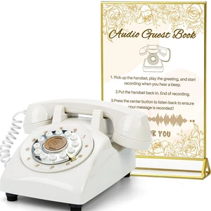 Audio Guest Book Wedding Phone,32GB Memory,Beige signB Customized Audio Messages, Volume Adjustable, with Message Replay Feature, Suitable for All Kinds of Party Audio Guest Book Wedding Phone,32GB Memory,Beige signB Customized Audio Messages, Volume Adjustable, with Message Replay Feature, Suitable for All Kinds of Party