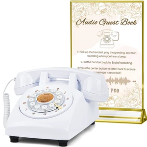 Audio Guest Book Wedding Phone,32GB Memory,White signB Customized Audio Messages, Volume Adjustable, with Message Replay Feature, Suitable for All Kinds of Party Audio Guest Book Wedding Phone,32GB Memory,White signB Customized Audio Messages, Volume Adjustable, with Message Replay Feature, Suitable for All Kinds of Party