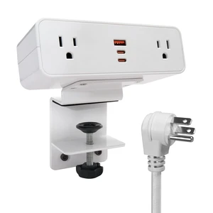 Desk Clamp Power Strip USB C 100W, Desktop Edge Mount Fast Charge Station 3 PD USB Port 2 AC Outlets 6ft Braided Extension Cord Flat Plug Fit Max 3.26 Tabletop Edge for Gaming Office Table Desk Clamp Power Strip USB C 100W, Desktop Edge Mount Fast Charge Station 3 PD USB Port 2 AC Outlets 6ft Braided Extension Cord Flat Plug Fit Max 3.26 Tabletop Edge for Gaming Office Table