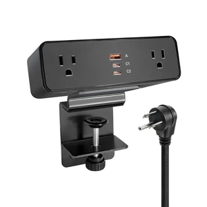 Desk Clamp Power Strip USB C 100W, Desktop Edge Mount Fast Charge Station 3 PD USB Port 2 AC Outlets 6ft Braided Extension Cord Flat Plug Fit Max 3.26 Tabletop Edge for Gaming Office Table Desk Clamp Power Strip USB C 100W, Desktop Edge Mount Fast Charge Station 3 PD USB Port 2 AC Outlets 6ft Braided Extension Cord Flat Plug Fit Max 3.26 Tabletop Edge for Gaming Office Table