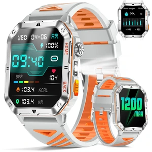 Military Smart Watch for Men, 2.01 Fitness Tracker with 1200mAh Battery Life, Bluetooth Calling, Flashlight, 5ATM Waterproof, Heart Rate & Sleep Tracking, 110+ Sports Modes for Android & iPhone Military Smart Watch for Men, 2.01 Fitness Tracker with 1200mAh Battery Life, Bluetooth Calling, Flashlight, 5ATM Waterproof, Heart Rate & Sleep Tracking, 110+ Sports Modes for Android & iPhone