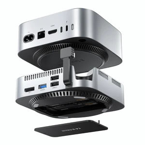 Mac mini M4 Dock Station & Aluminum Stand for Mac mini M4, 11-in-1 Mac mini M4 Hub with 10Gbps M.2 NVMe SATA SSD Enclosure*2, DP 8K@60Hz, 10Gbps USB A*4, SD TF 3.0 Card Reader, USB 2.0 * 2 Mac mini M4 Dock Station & Aluminum Stand for Mac mini M4, 11-in-1 Mac mini M4 Hub with 10Gbps M.2 NVMe SATA SSD Enclosure*2, DP 8K@60Hz, 10Gbps USB A*4, SD TF 3.0 Card Reader, USB 2.0 * 2