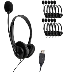 Bulk USB Headsets with Mic 10 Pack Budget Stereo Headphones with Boom Microphone Ideal for Classrooms, Offices, Remote Work Bulk USB Headsets with Mic 10 Pack Budget Stereo Headphones with Boom Microphone Ideal for Classrooms, Offices, Remote Work