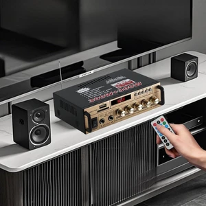 2.1 Channel Bluetooth HiFi Stereo Subwoofer Amplifier, RMS 20Wx2+40W Mini Digital Audio Power Amplifier & Bass Treble Control for Home Speakers, 80W Audio Stereo with Power Supply-ST-838 2.1 Channel Bluetooth HiFi Stereo Subwoofer Amplifier, RMS 20Wx2+40W Mini Digital Audio Power Amplifier & Bass Treble Control for Home Speakers, 80W Audio Stereo with Power Supply-ST-838