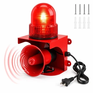 Industrial Siren Alarm with Strobe Light 130dB 110V IP55Waterproof IP55 waterproof plug-and-play wired installation available high-brightness LED bulbs in wall-mounted design suitable Industrial Siren Alarm with Strobe Light 130dB 110V IP55Waterproof IP55 waterproof plug-and-play wired installation available high-brightness LED bulbs in wall-mounted design suitable