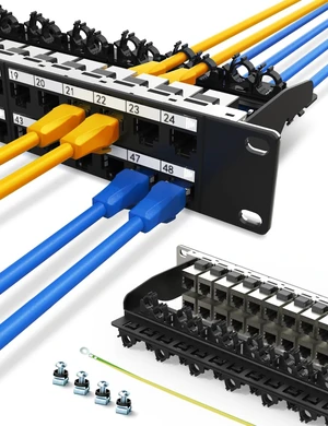 1U 48Port Cat6A Keystone Patch Panel Shielded No Cable Tie Required, Cable Management, 19inch Rackmount 1U 48Port Cat6A Keystone Patch Panel Shielded No Cable Tie Required, Cable Management, 19inch Rackmount