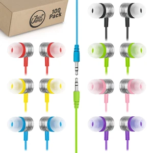 Jelly Matte Bulk Earbuds 100 Pack Colorful Wired Headphones Bulk for Classroom, Students & Schools Disposable Ear Buds with 3.5mm Jack, Student Earbuds Class Set Jelly Matte Bulk Earbuds 100 Pack Colorful Wired Headphones Bulk for Classroom, Students & Schools Disposable Ear Buds with 3.5mm Jack, Student Earbuds Class Set