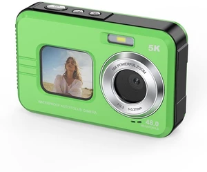 Mercanova 5K Underwater Camera, Waterproof, 48MP, Dual Screen, Green IP68 11.5FT waterproof rating with 16X digital zoom and autofocus; ideal rugged outdoor and snorkeling camera Mercanova 5K Underwater Camera, Waterproof, 48MP, Dual Screen, Green IP68 11.5FT waterproof rating with 16X digital zoom and autofocus; ideal rugged outdoor and snorkeling camera