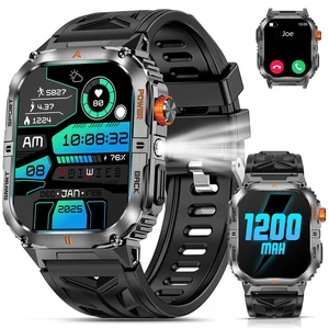 Military Smart Watch for Men (Flashlight & 1200mAh Battery), 2.0" Smartwatch with Bluetooth Calling/Heart Rate/Sleep/100+ Sport Modes, IP68 Waterproof Fitness Tracker for Android & iPhone, Black Military Smart Watch for Men (Flashlight & 1200mAh Battery), 2.0" Smartwatch with Bluetooth Calling/Heart Rate/Sleep/100+ Sport Modes, IP68 Waterproof Fitness Tracker for Android & iPhone, Black