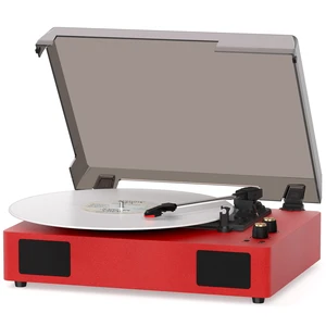 Red Bluetooth Record Player, 3-Speed Belt Drive Turntable Play 7/10/12 inch records with Bluetooth, 3 speeds, stereo speakers, auto stop, RCA, AUX and headphone output Red Bluetooth Record Player, 3-Speed Belt Drive Turntable Play 7/10/12 inch records with Bluetooth, 3 speeds, stereo speakers, auto stop, RCA, AUX and headphone output