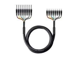 8-Channel 1/4-Inch TS Male to RCA Male Snake Cable - 20 Feet, 26AWG, 8 Balanced Mono and Unbalanced Stereo Lines 8-Channel 1/4-Inch TS Male to RCA Male Snake Cable - 20 Feet, 26AWG, 8 Balanced Mono and Unbalanced Stereo Lines