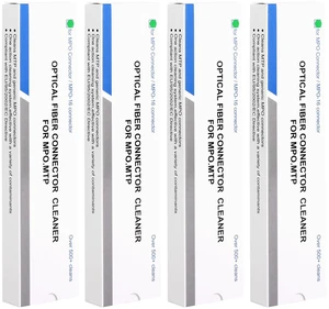 4-Pack Fiber Optic Cleaner Tool for MPO/MTP Connector - Cleaning Pen Over 500 Cleans for Fiber Endface & Optical Connector (Green) 4-Pack Fiber Optic Cleaner Tool for MPO/MTP Connector - Cleaning Pen Over 500 Cleans for Fiber Endface & Optical Connector (Green)