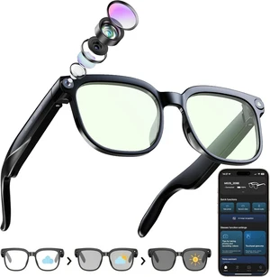 AI Smart Glasses with Camera, 8MP HD Camera Glasses AI Recording Glasses with Voice Assistant,Open-Ear Audio,Real-Time Translation,Video Recording Sunglasses for Life & Work Vlog (Black) AI Smart Glasses with Camera, 8MP HD Camera Glasses AI Recording Glasses with Voice Assistant,Open-Ear Audio,Real-Time Translation,Video Recording Sunglasses for Life & Work Vlog (Black)