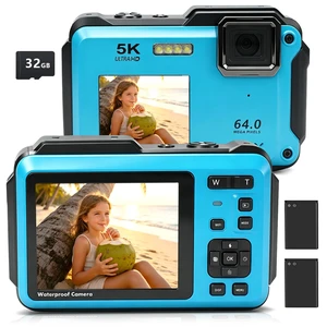 5K Underwater Camera 16FT Waterproof Camera with 32GB Card 64MP Autofocus Dual-Screen Selfie Underwater Camera for Snorkeling Waterproof Compact Floatable Digital Camera 5K Underwater Camera 16FT Waterproof Camera with 32GB Card 64MP Autofocus Dual-Screen Selfie Underwater Camera for Snorkeling Waterproof Compact Floatable Digital Camera