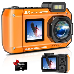 8K Underwater Camera, for Snorkeling with 64GB Card, Rugged Dustproof Shockproof Dual-Screen Selfie 2500mAh Battery 8K Underwater Camera, for Snorkeling with 64GB Card, Rugged Dustproof Shockproof Dual-Screen Selfie 2500mAh Battery